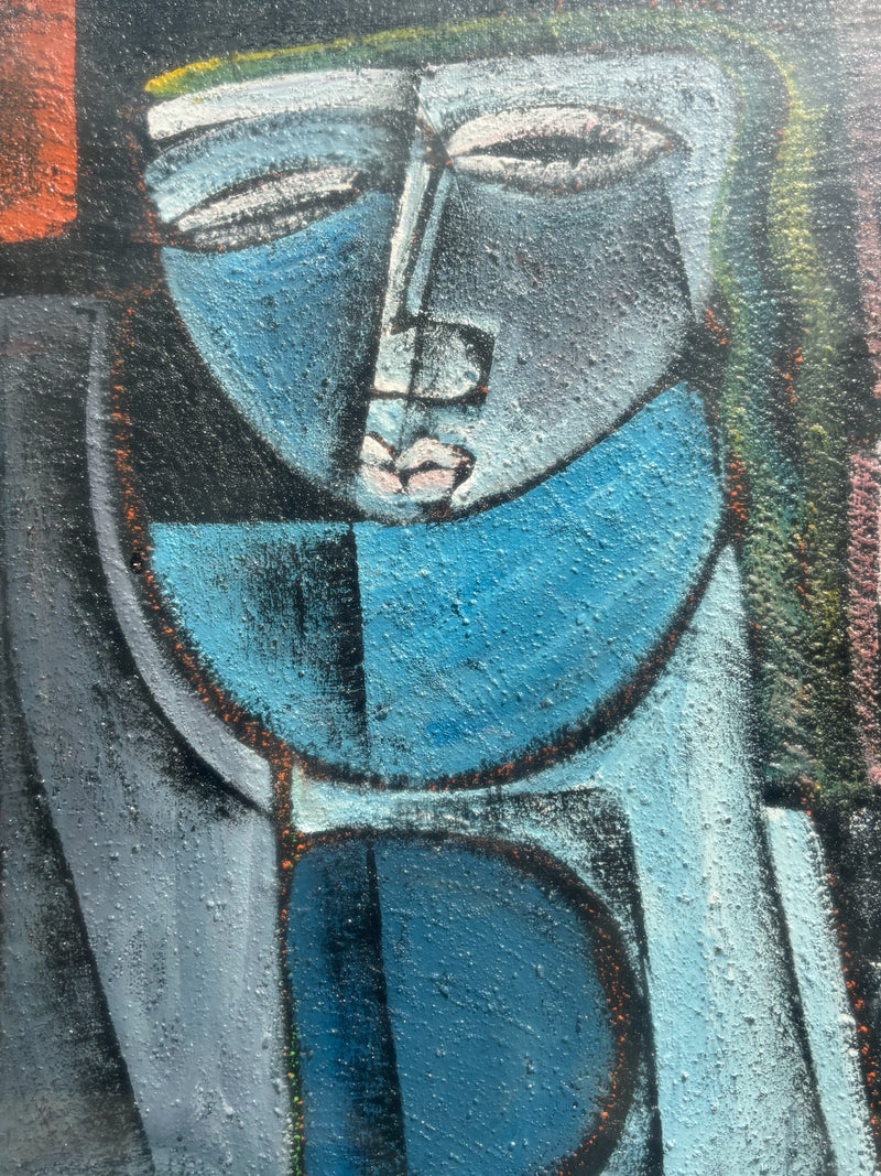 Dipinto Olio su Tela 'Ragazza con Specchietto' di Vittorio Maria di Carlo del 1972
