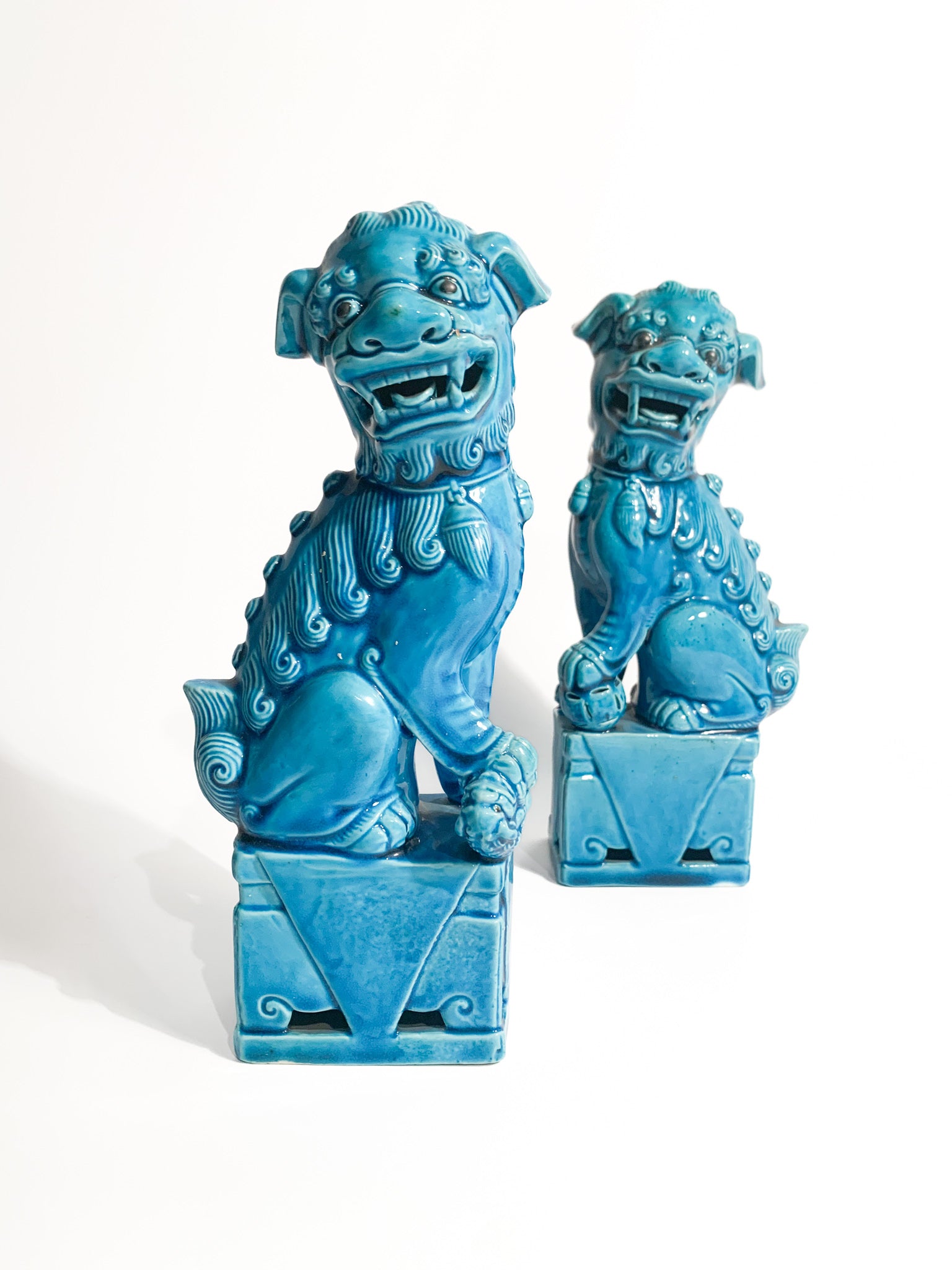 Pair of Cani di Fo Bookends in Chinese Ceramic from the 1960s