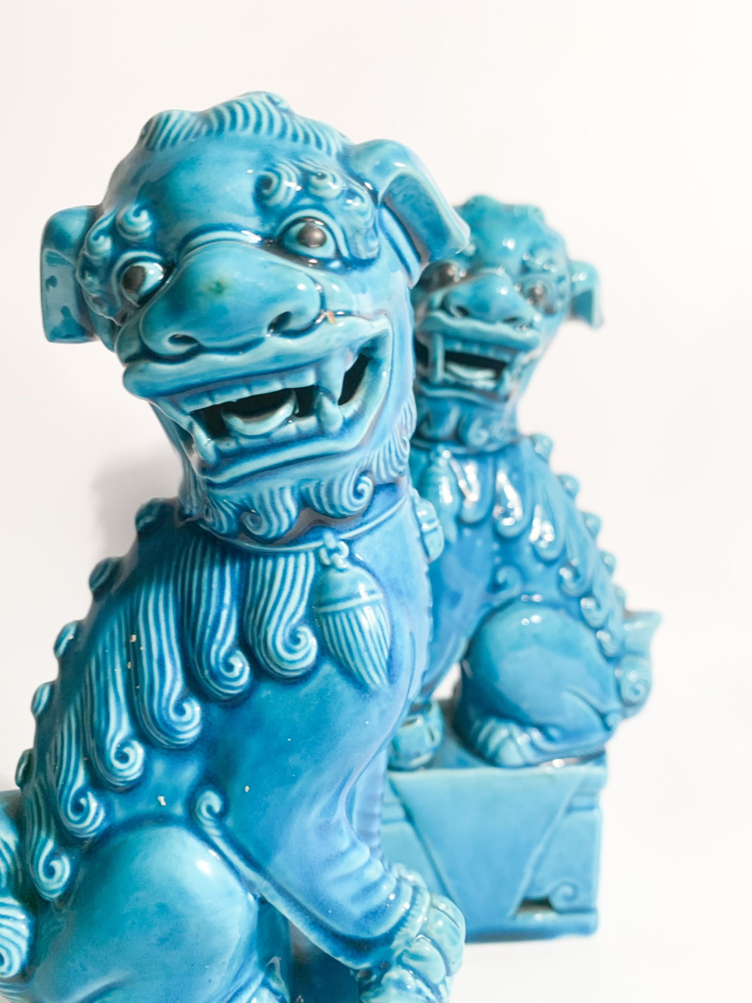 Pair of Cani di Fo Bookends in Chinese Ceramic from the 1960s