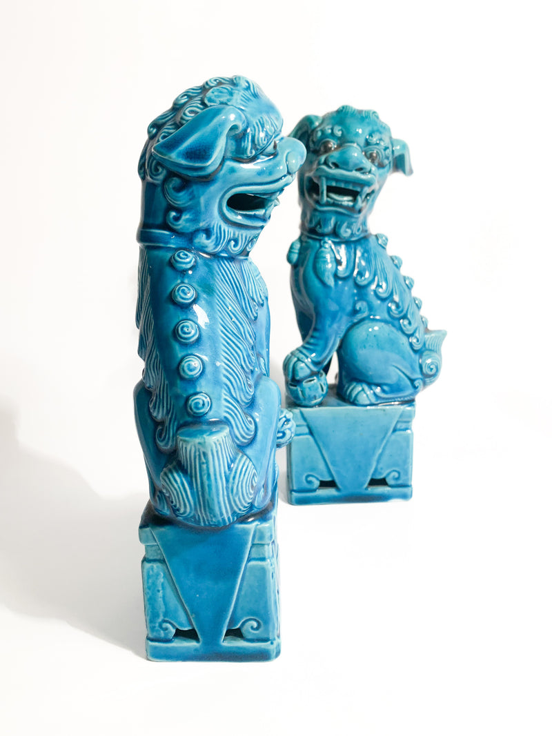 Pair of Cani di Fo Bookends in Chinese Ceramic from the 1960s
