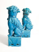 Coppia di Fermalibri Cani di Fo in Ceramica Cinese Anni 60
