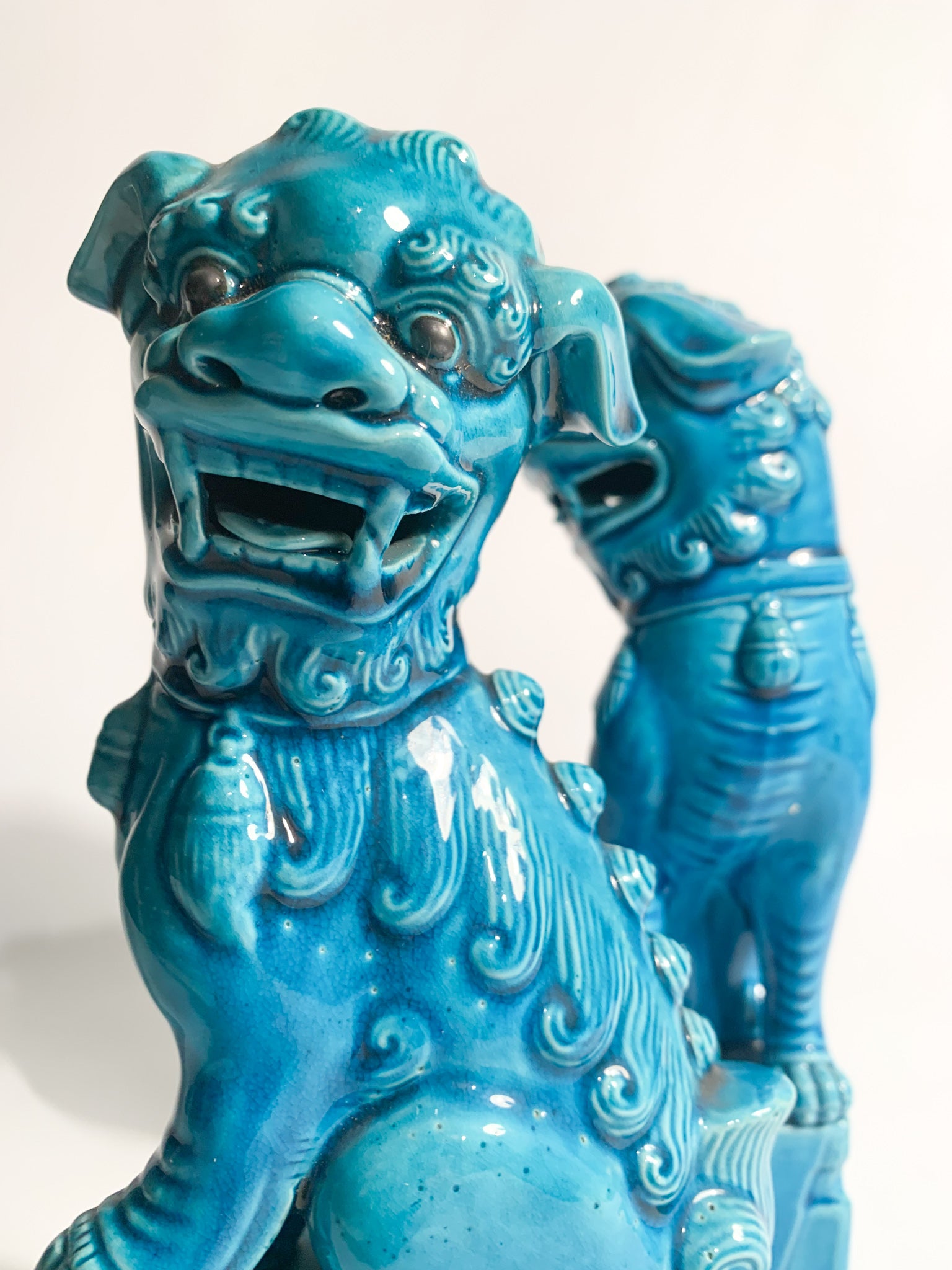 Pair of Cani di Fo Bookends in Chinese Ceramic from the 1960s