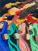 Dipinto Olio su Tavola 'La Processione' di Saverio Terruso Anni 70