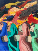 Dipinto Olio su Tavola 'La Processione' di Saverio Terruso Anni 70