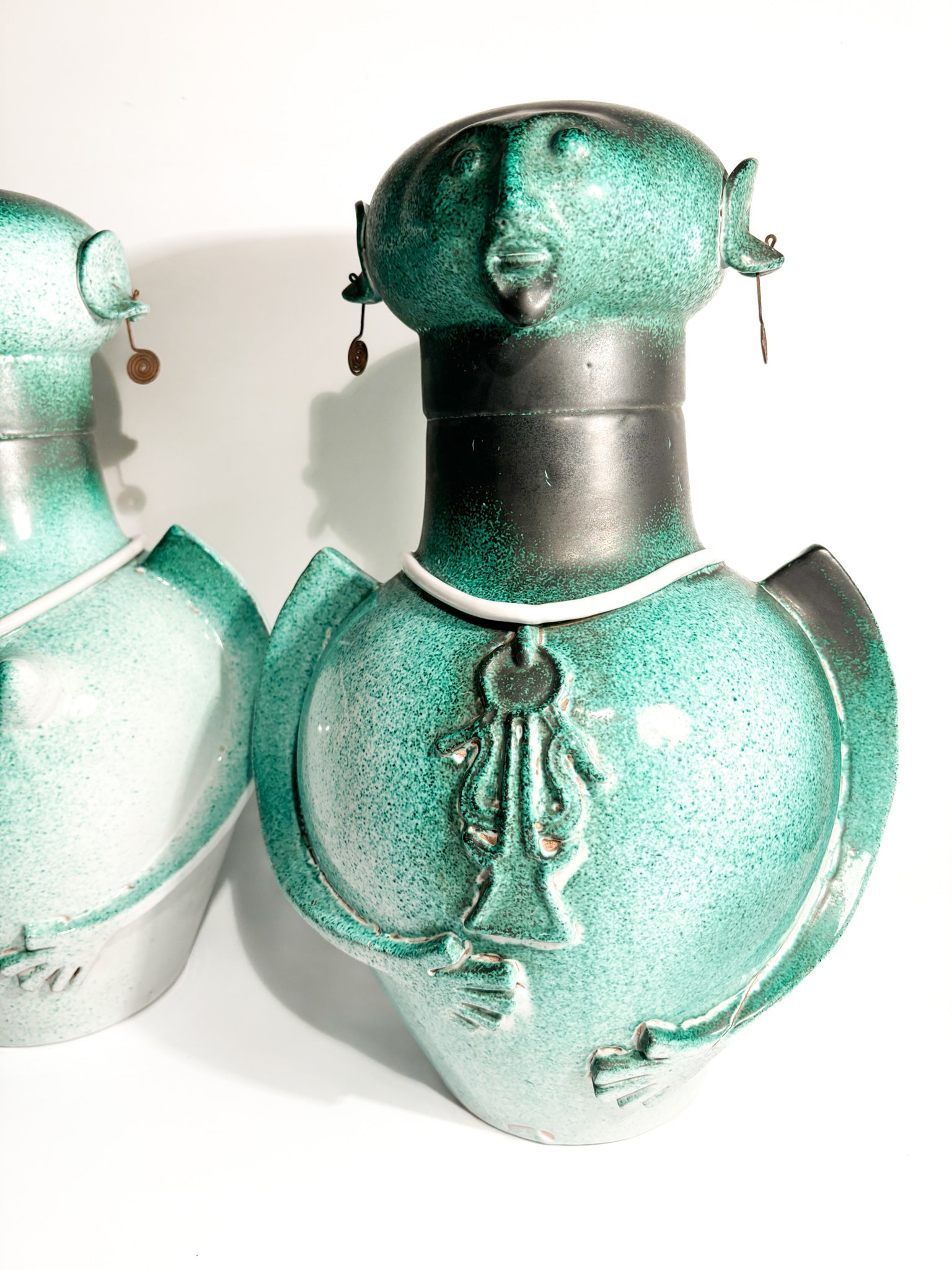 Pair of Bases for Male and Female Lamps Made of Ceramic from the 1960s