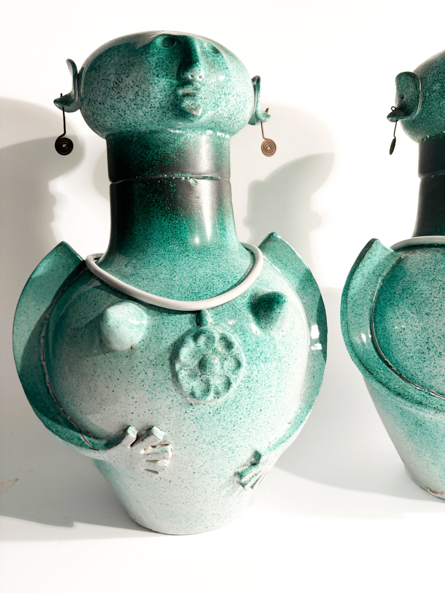 Pair of Bases for Male and Female Lamps Made of Ceramic from the 1960s