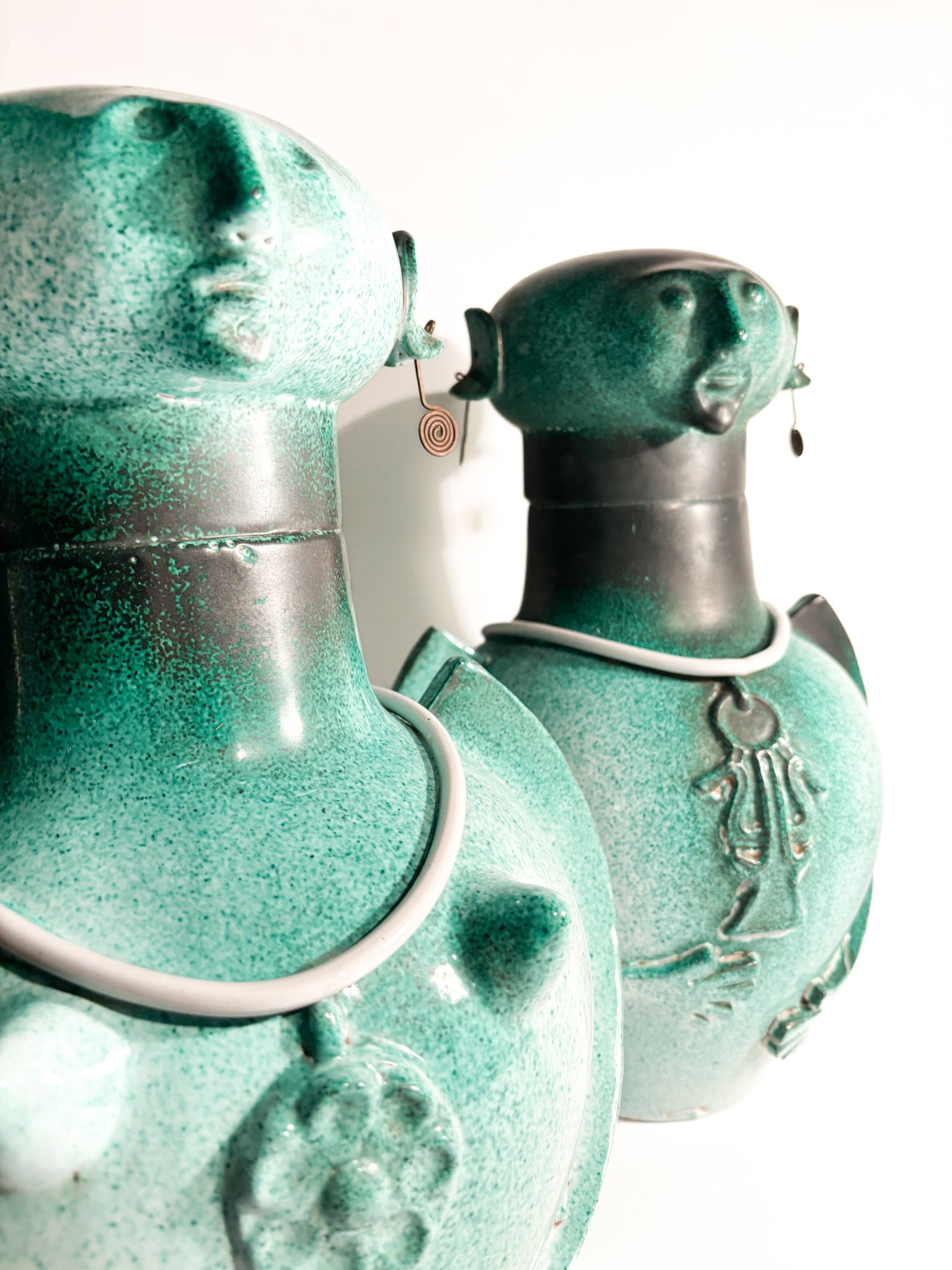 Pair of Bases for Male and Female Lamps Made of Ceramic from the 1960s