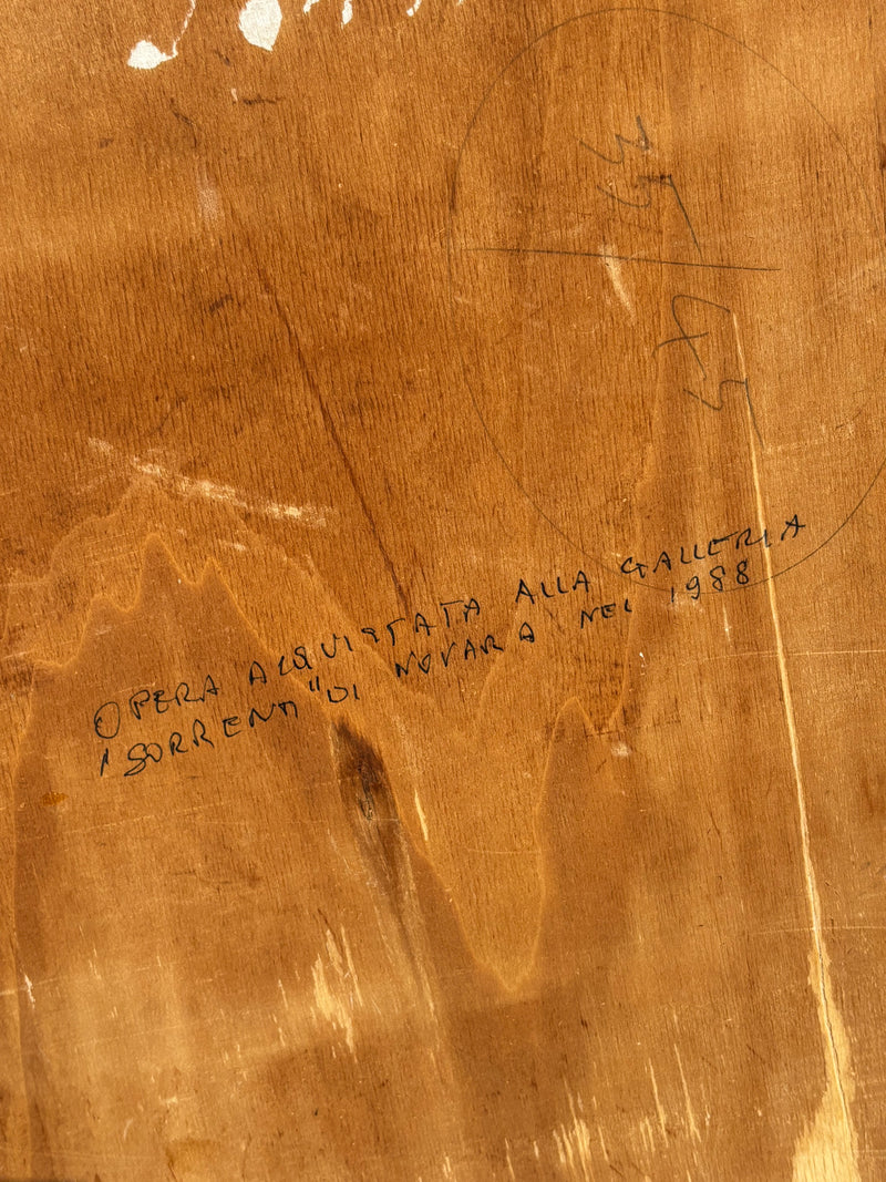Dipinto Olio su Tavola di Paesaggio Urbano di Romano Conversano Anni 70
