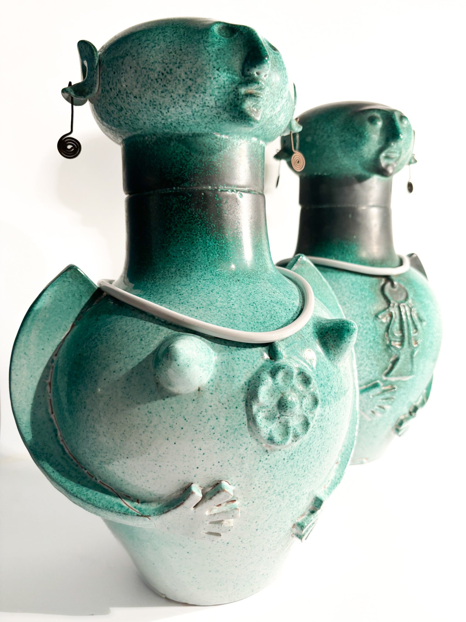 Pair of Bases for Male and Female Lamps Made of Ceramic from the 1960s