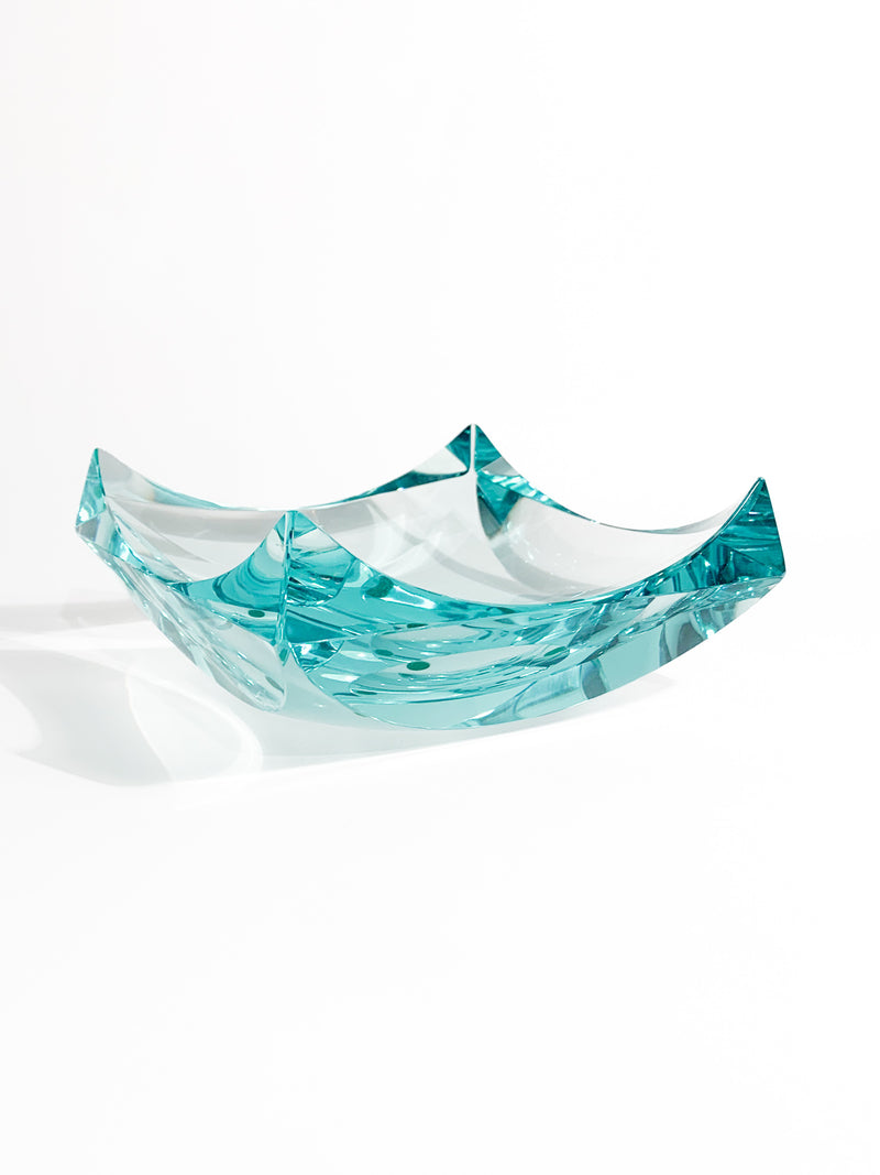 Light Blue Glass Ashtray Attributed to Fontana Arte from the 1970s