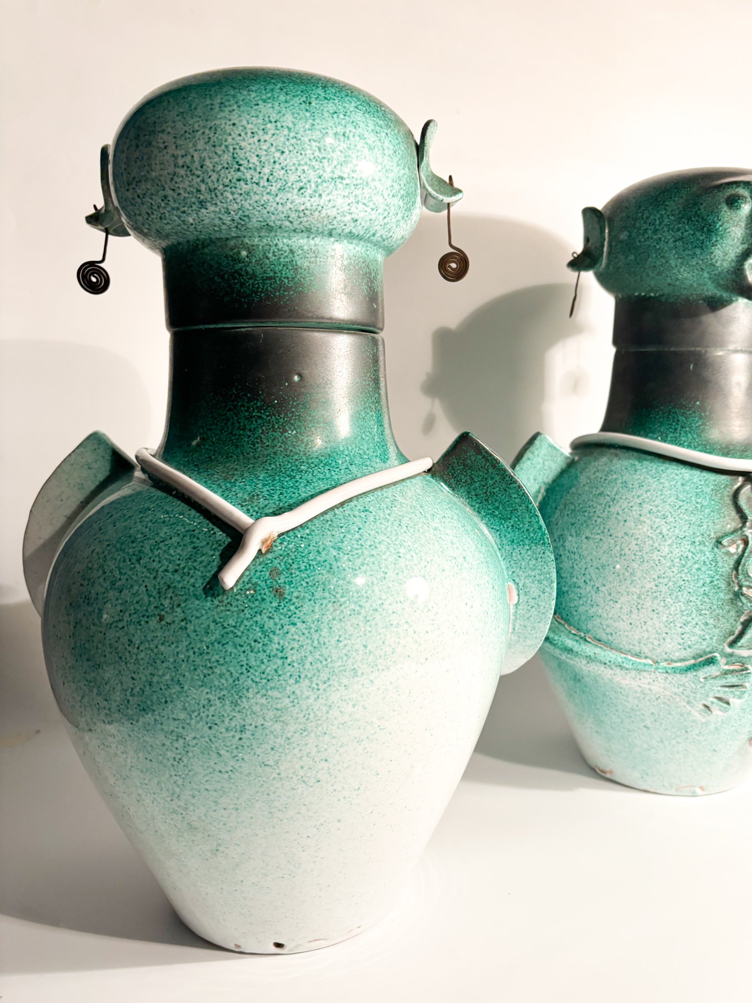 Pair of Bases for Male and Female Lamps Made of Ceramic from the 1960s