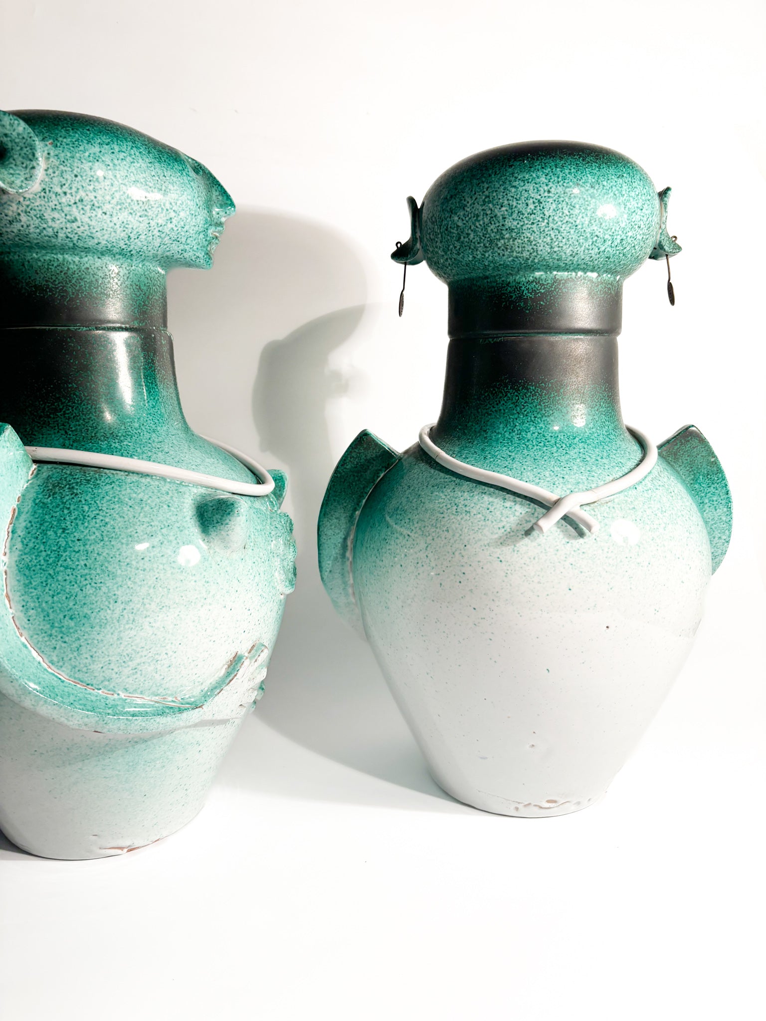 Pair of Bases for Male and Female Lamps Made of Ceramic from the 1960s