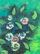 Dipinto Olio su Tela di Vaso di Fiori in Verde di Gian Rodolfo D'Accardi Anni '70