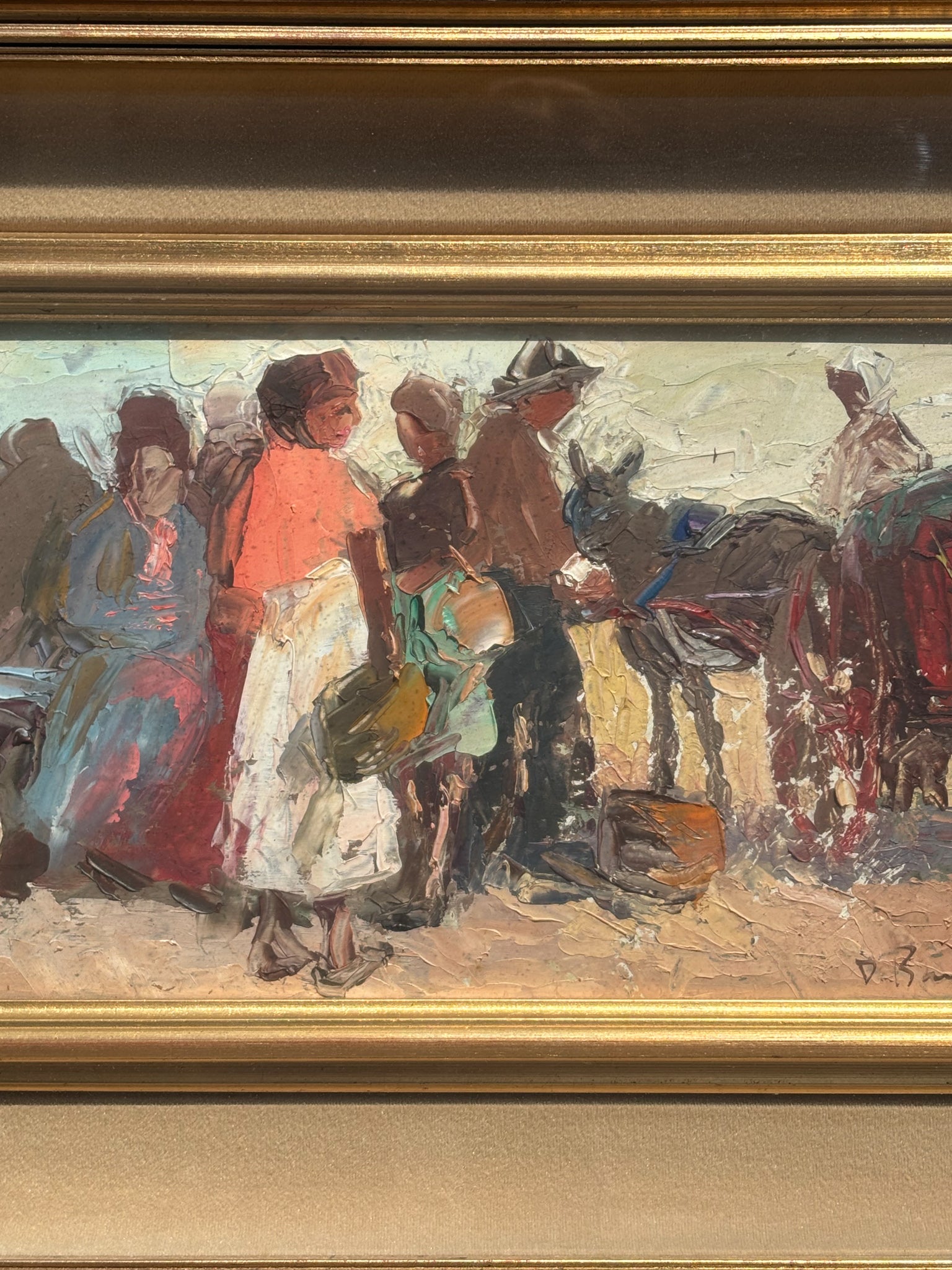 Dipinto Olio su Tavola di Figure di Danilo Barghigiani Anni 60