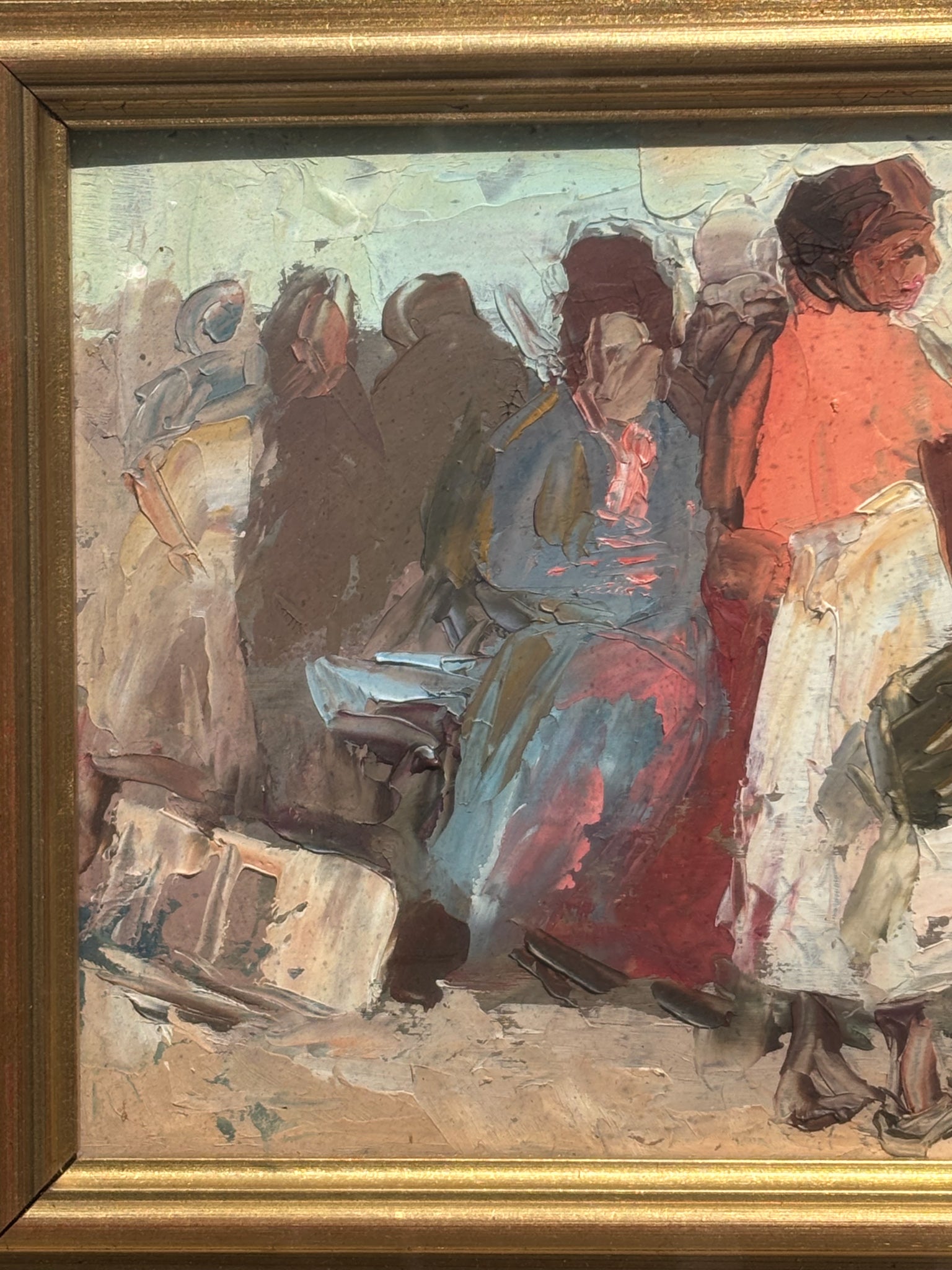 Dipinto Olio su Tavola di Figure di Danilo Barghigiani Anni 60