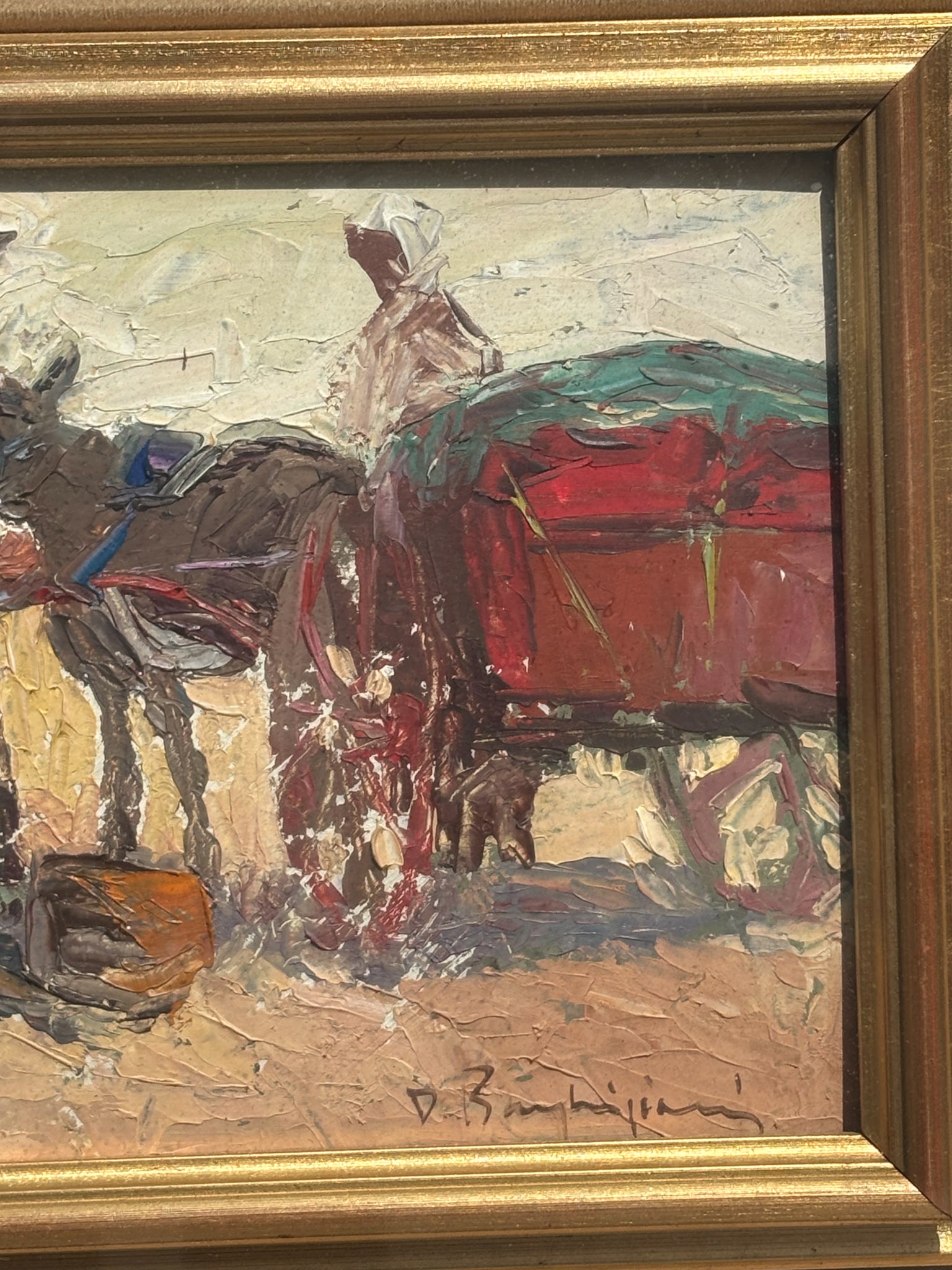 Dipinto Olio su Tavola di Figure di Danilo Barghigiani Anni 60