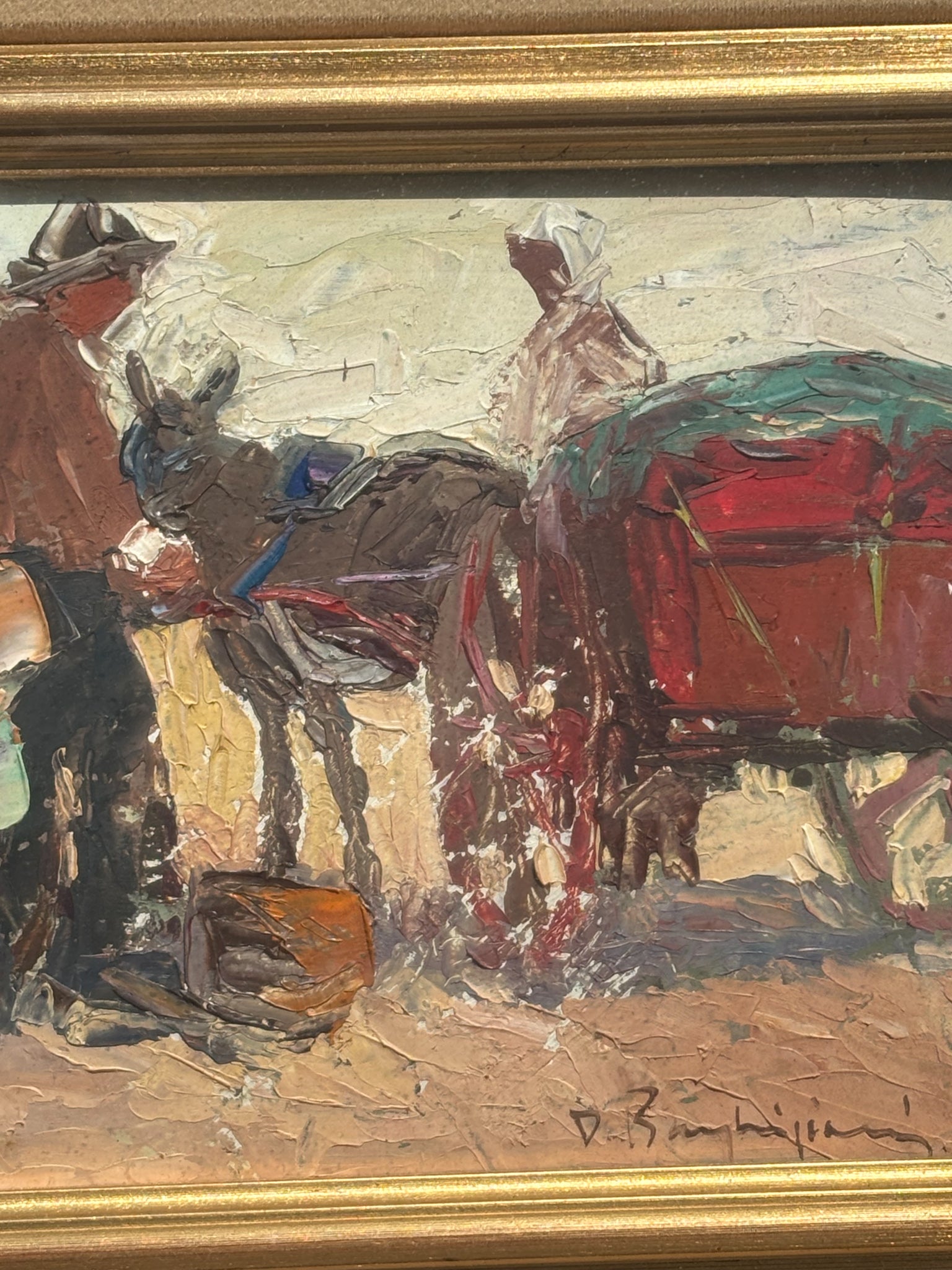 Dipinto Olio su Tavola di Figure di Danilo Barghigiani Anni 60