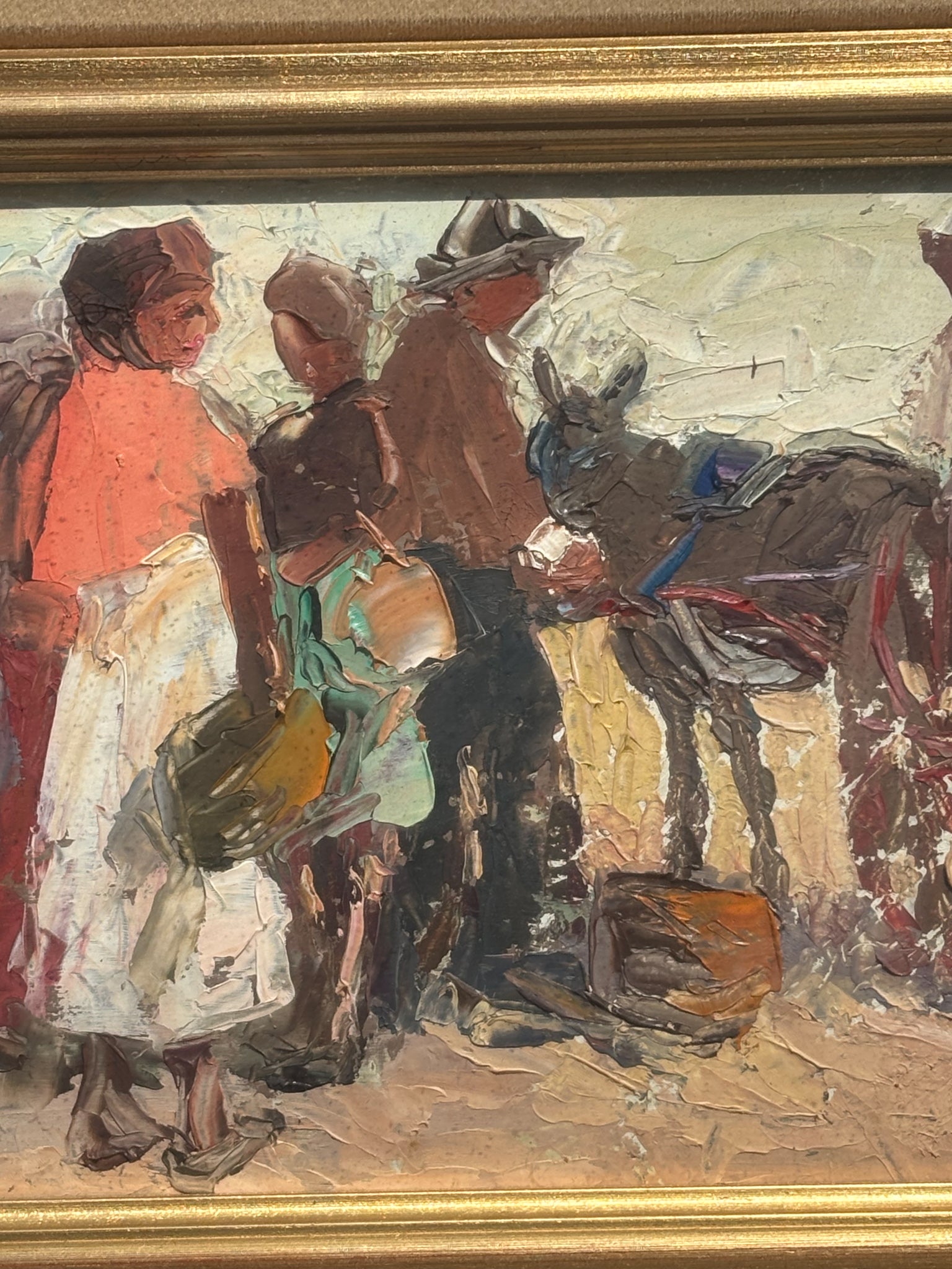 Dipinto Olio su Tavola di Figure di Danilo Barghigiani Anni 60