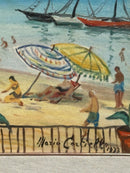 Dipinto Olio su Tela 'Alla Spiaggia' di Mario Cortiello Anni 60