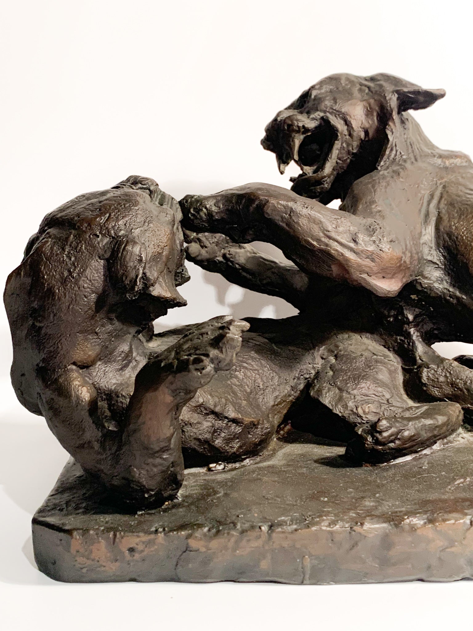 Bronze Sculpture of Fighting Animals by Antonio Ligabue, 1940s