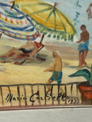 Dipinto Olio su Tela 'Alla Spiaggia' di Mario Cortiello Anni 60