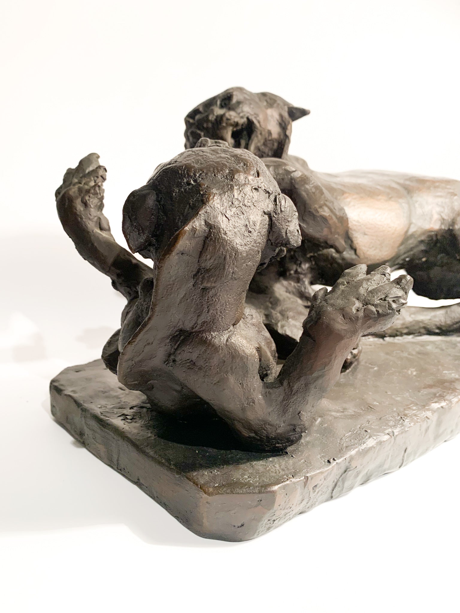 Bronze Sculpture of Fighting Animals by Antonio Ligabue, 1940s