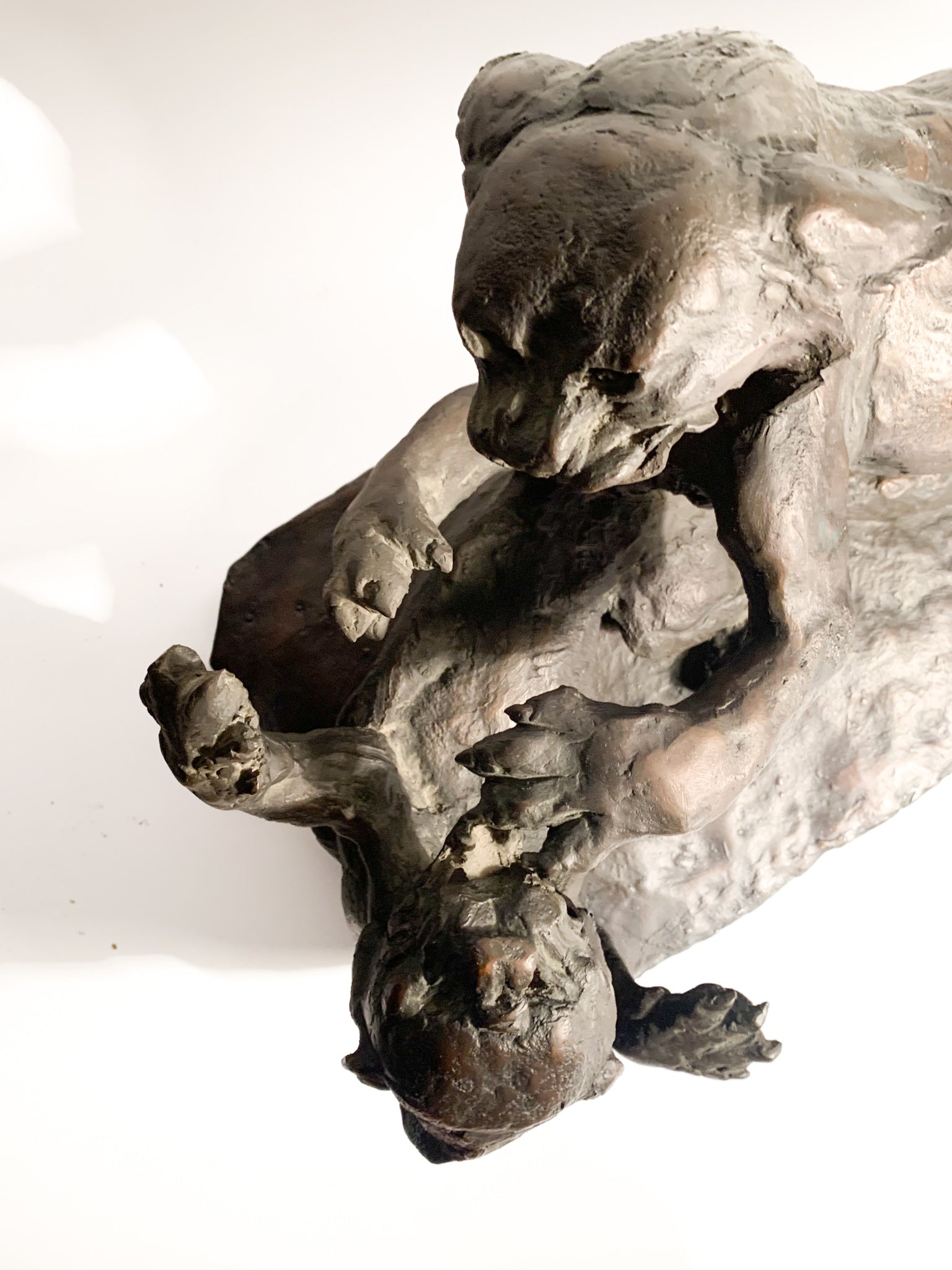 Bronze Sculpture of Fighting Animals by Antonio Ligabue, 1940s