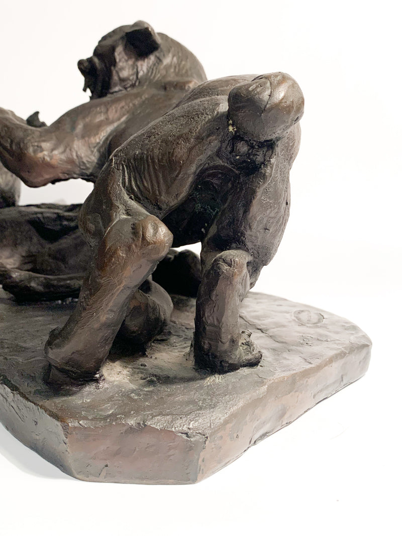 Bronze Sculpture of Fighting Animals by Antonio Ligabue, 1940s