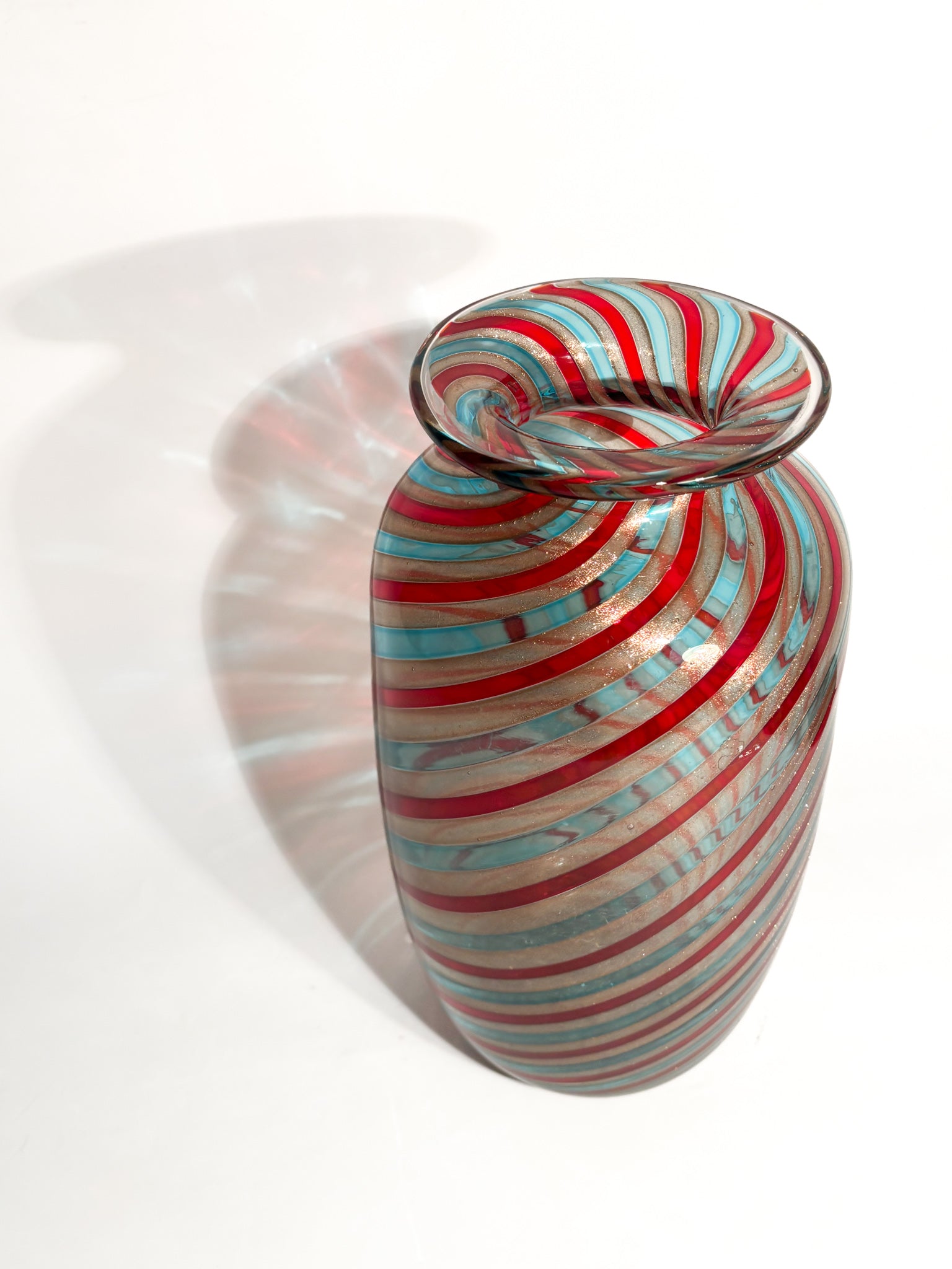 Vaso in Vetro di Murano con Avventurina a Canne di Formia Fornace Mian Anni 80