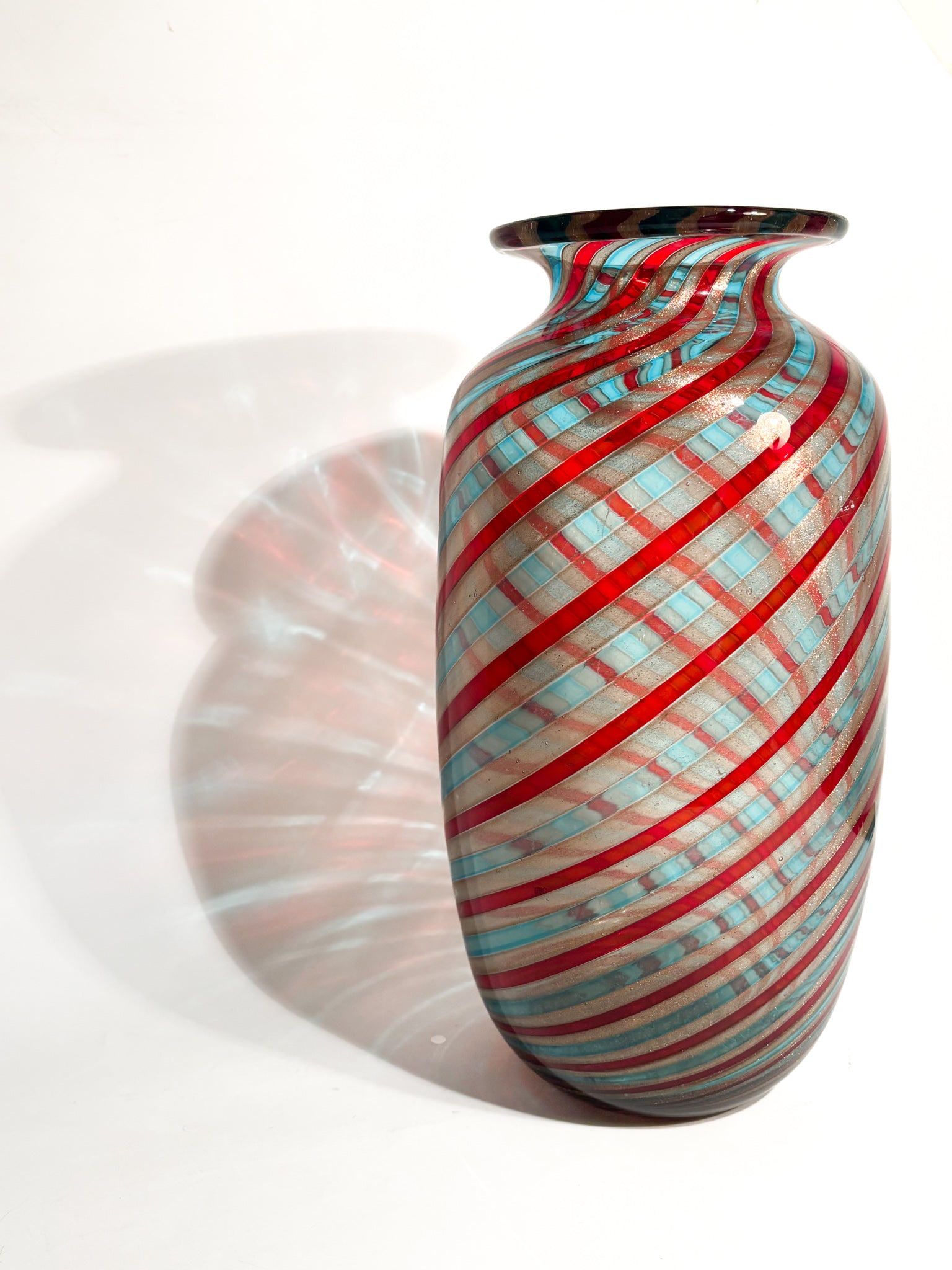 Vaso in Vetro di Murano con Avventurina a Canne di Formia Fornace Mian Anni 80