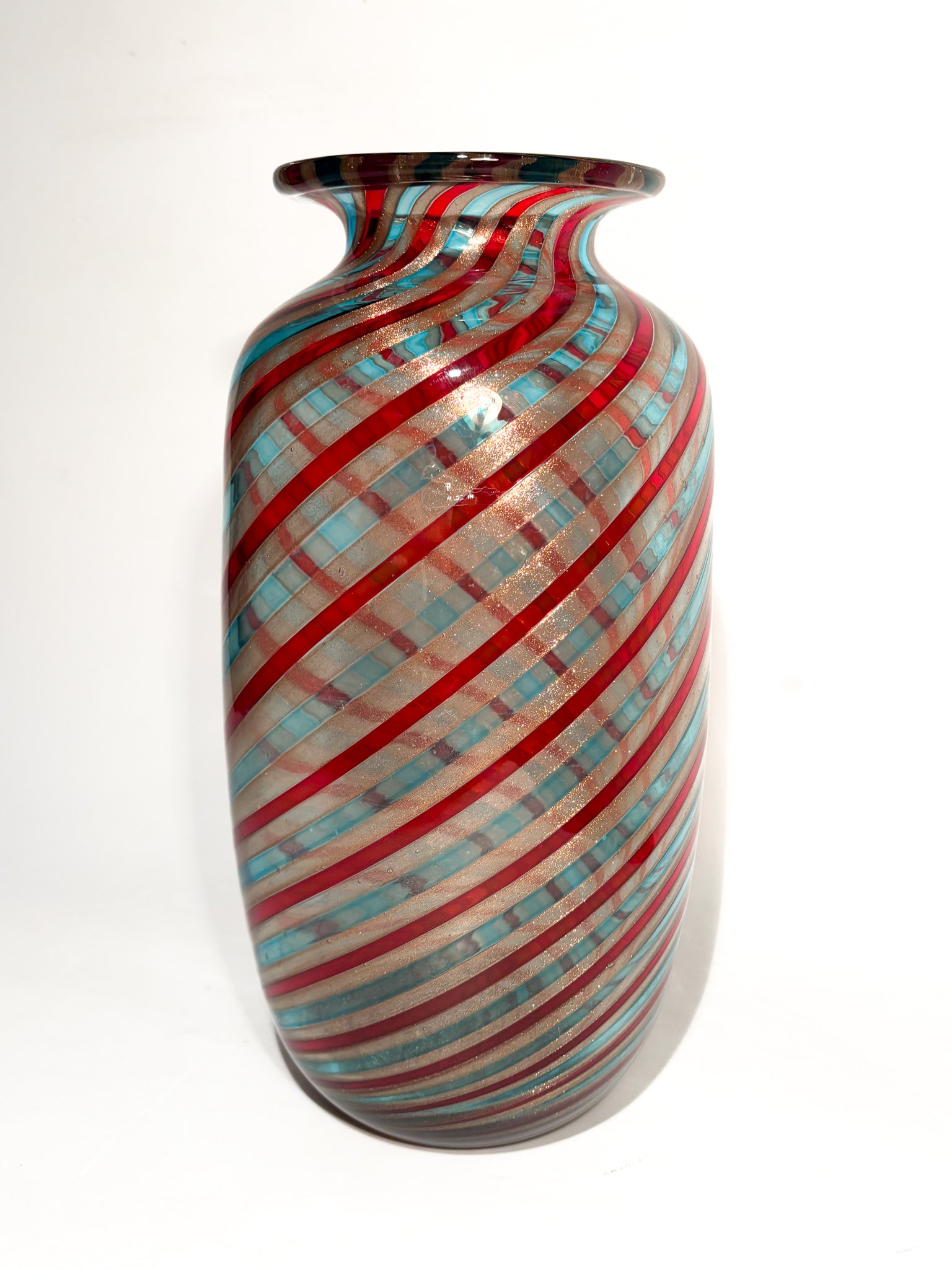 Vaso in Vetro di Murano con Avventurina a Canne di Formia Fornace Mian Anni 80