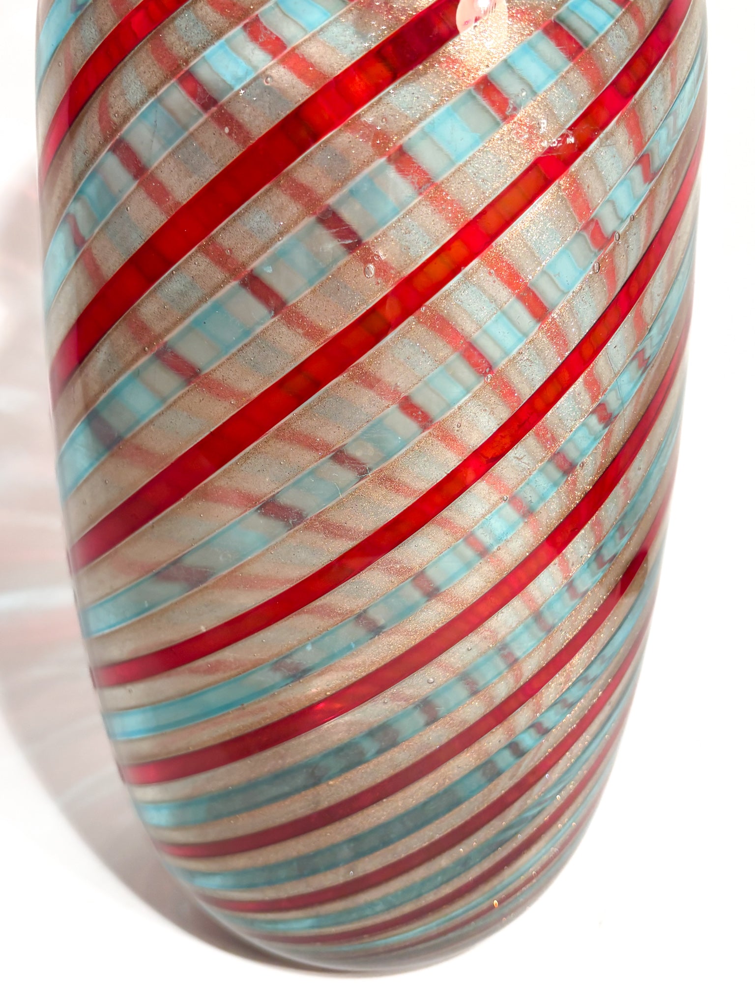 Vaso in Vetro di Murano con Avventurina a Canne di Formia Fornace Mian Anni 80