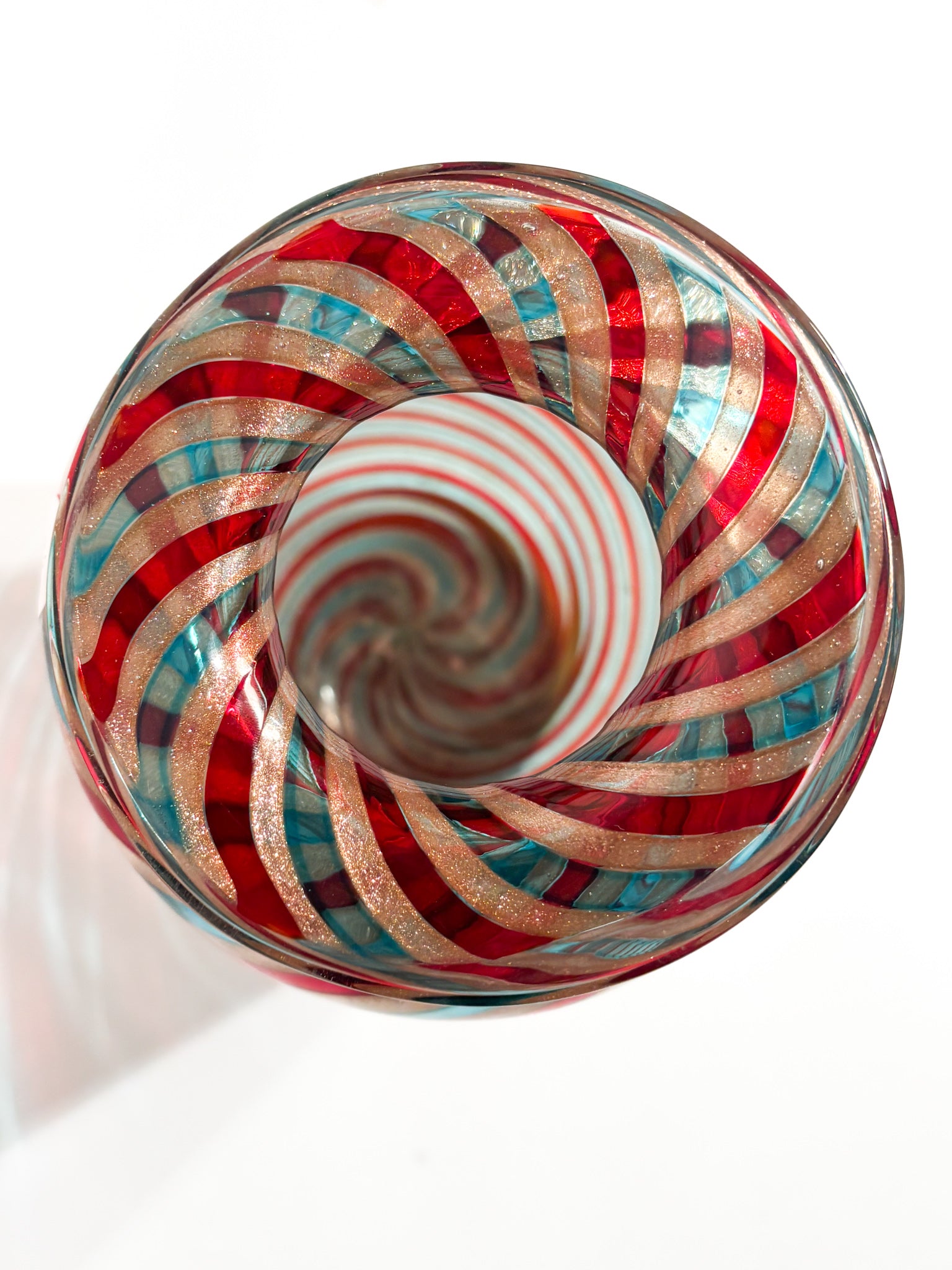 Vaso in Vetro di Murano con Avventurina a Canne di Formia Fornace Mian Anni 80