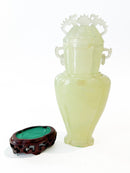 Chinese Jade Vase with Lid and Base from the 1950s