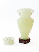 Chinese Jade Vase with Lid and Base from the 1950s