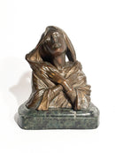 Scultura di Madonna in Bronzo con Base in Marmo Anni 50