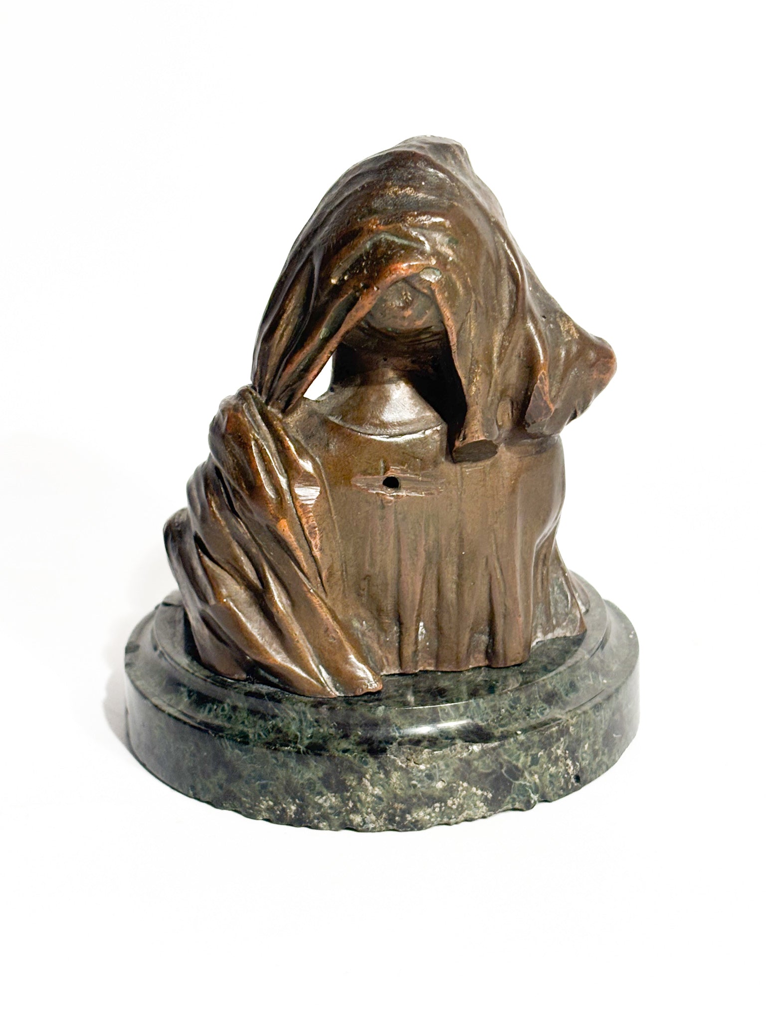 Bronze Madonna Sculpture with Marble Base 1950s