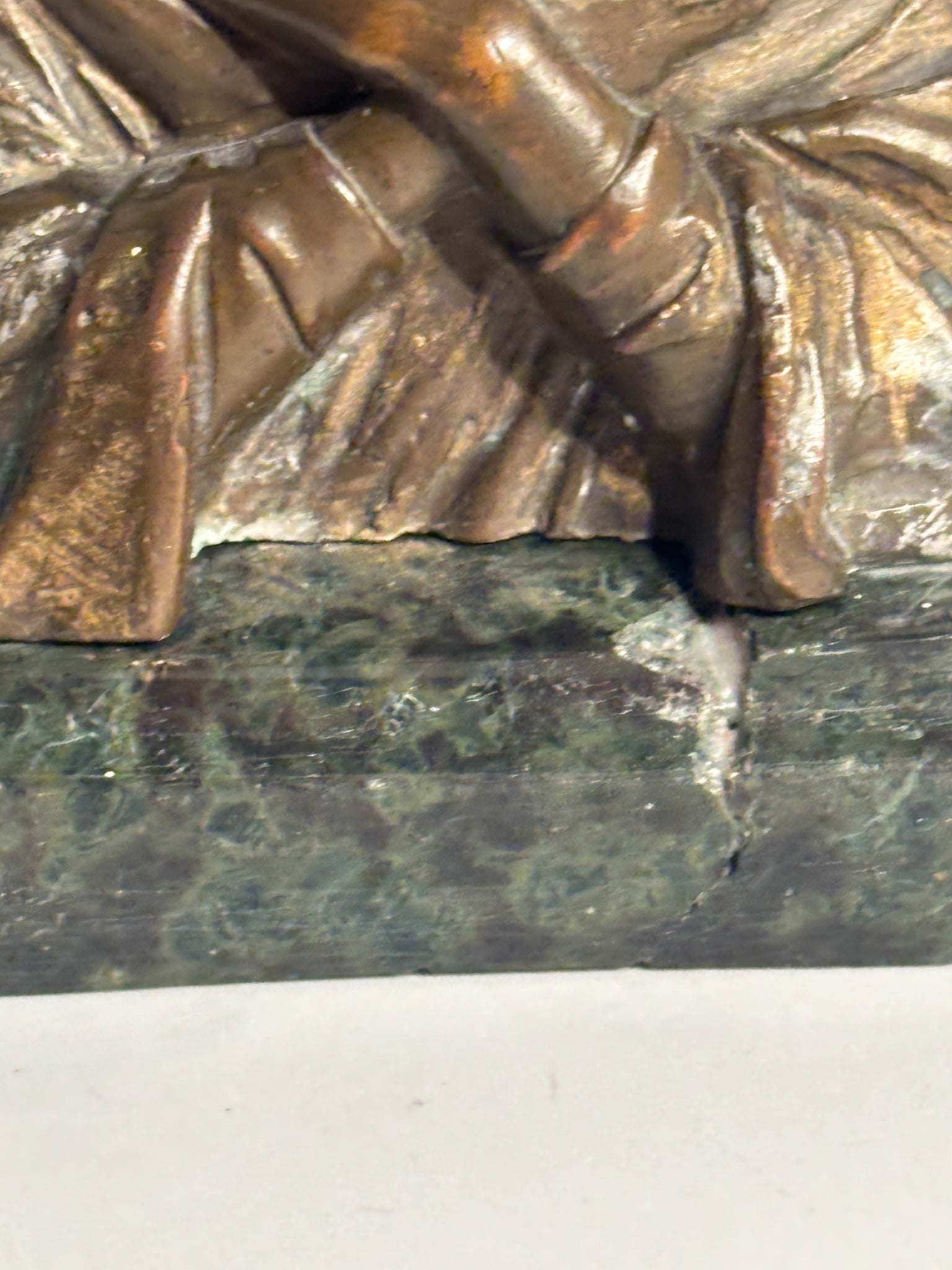 Bronze Madonna Sculpture with Marble Base 1950s