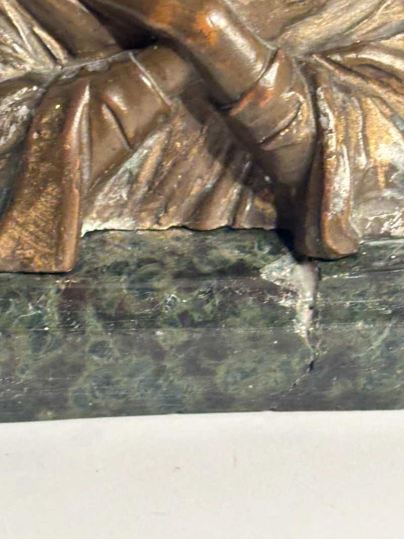 Scultura di Madonna in Bronzo con Base in Marmo Anni 50