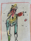 Dipinto Tecnica Mista su Carta Intelata di Franco Rognoni Anni 70