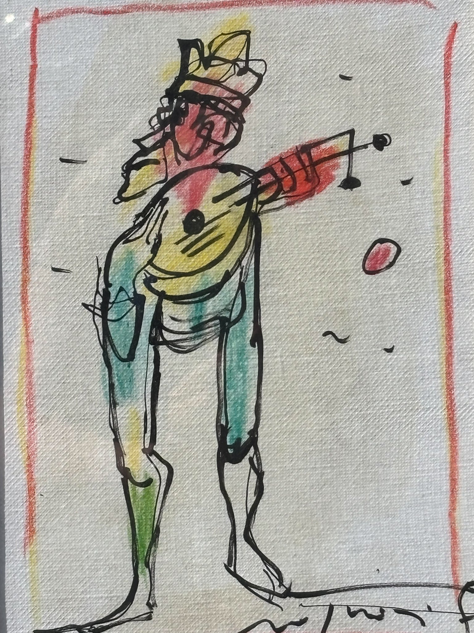 Dipinto Tecnica Mista su Carta Intelata di Franco Rognoni Anni 70