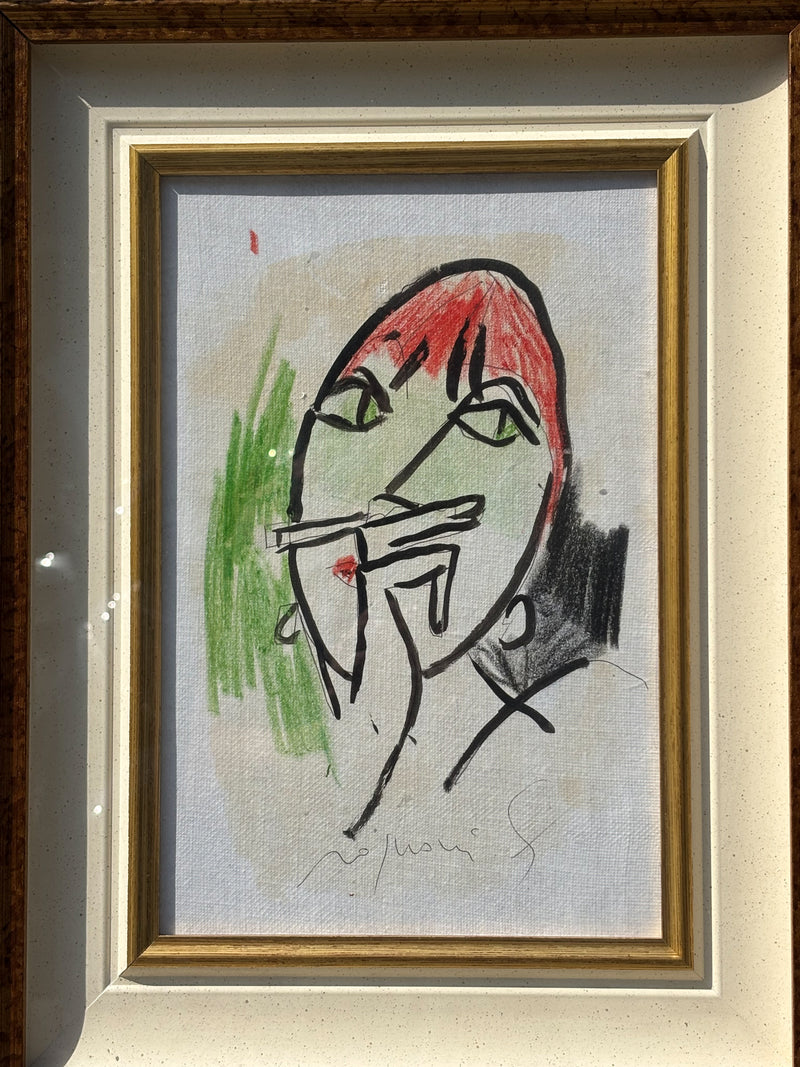 Dipinto Tecnica Mista su Carta Intelata di Franco Rognoni Anni 70