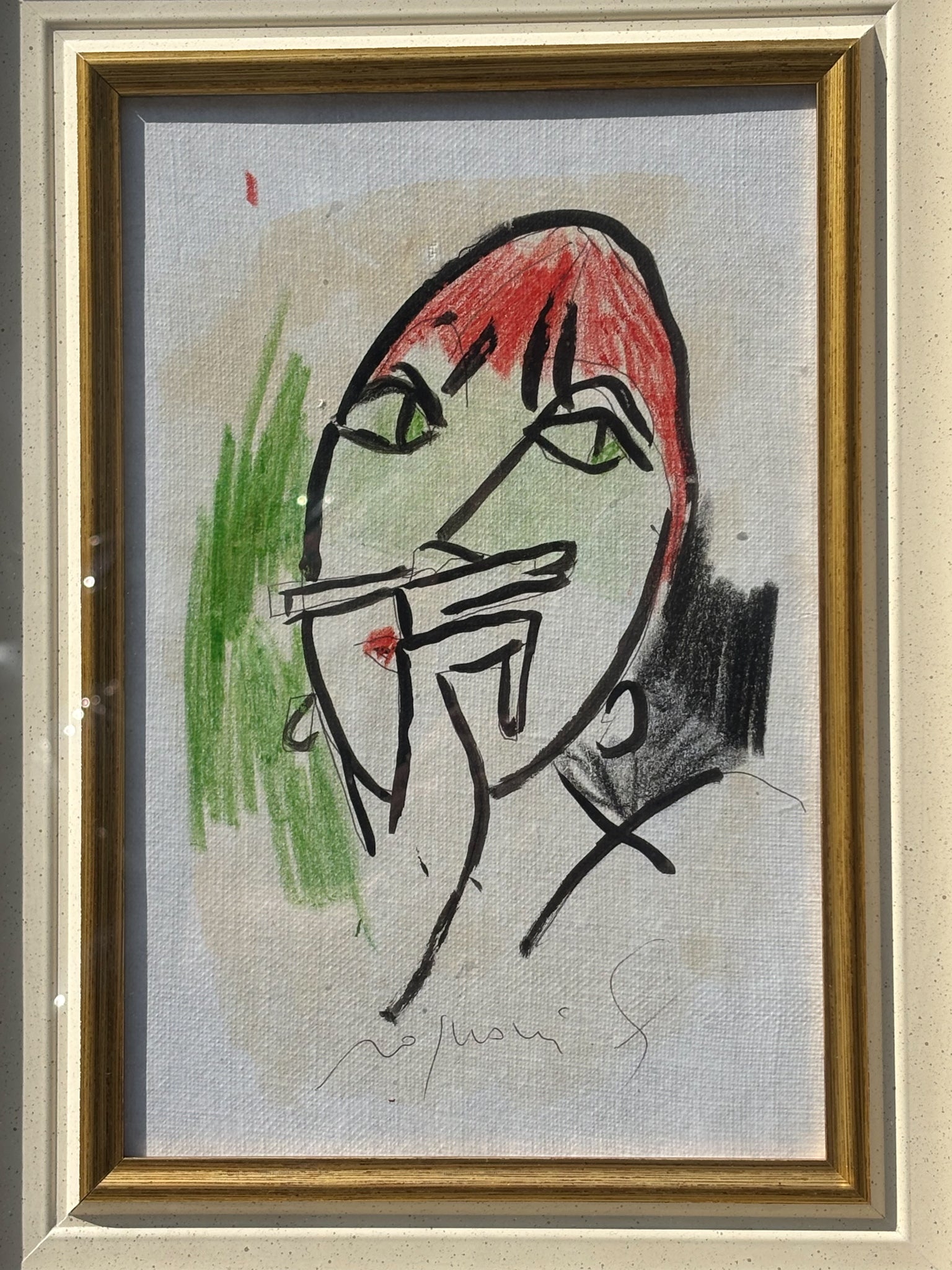 Mixed Technique Painting on Canvas Paper by Franco Rognoni 70s