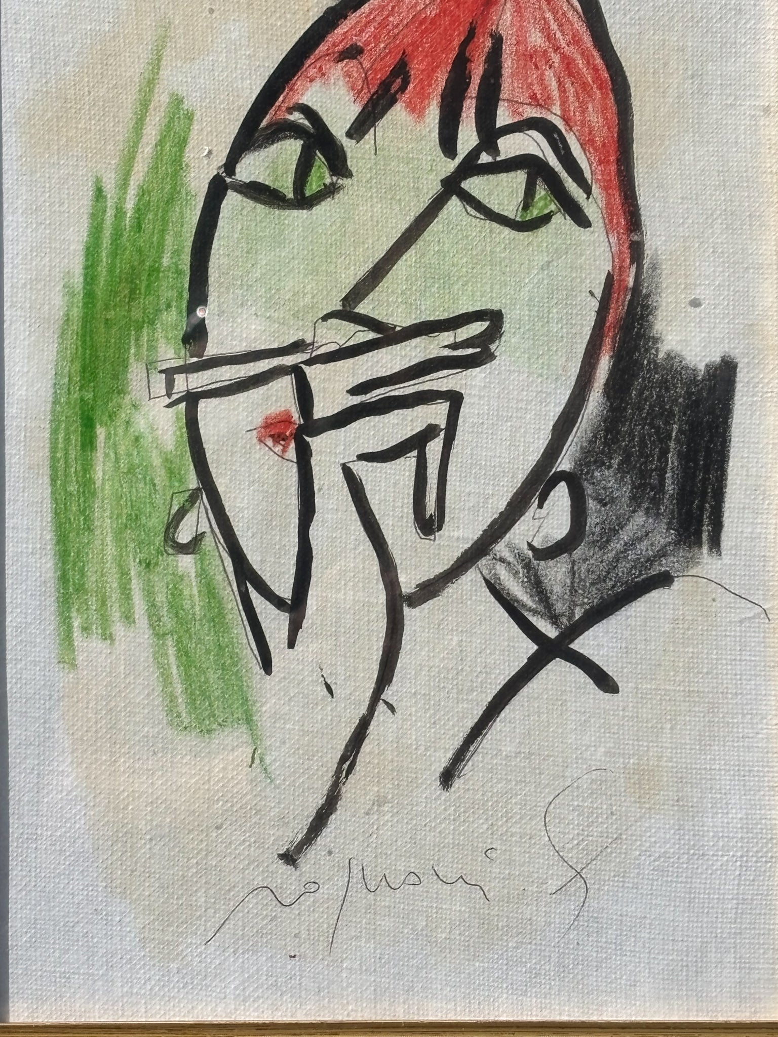 Mixed Technique Painting on Canvas Paper by Franco Rognoni 70s