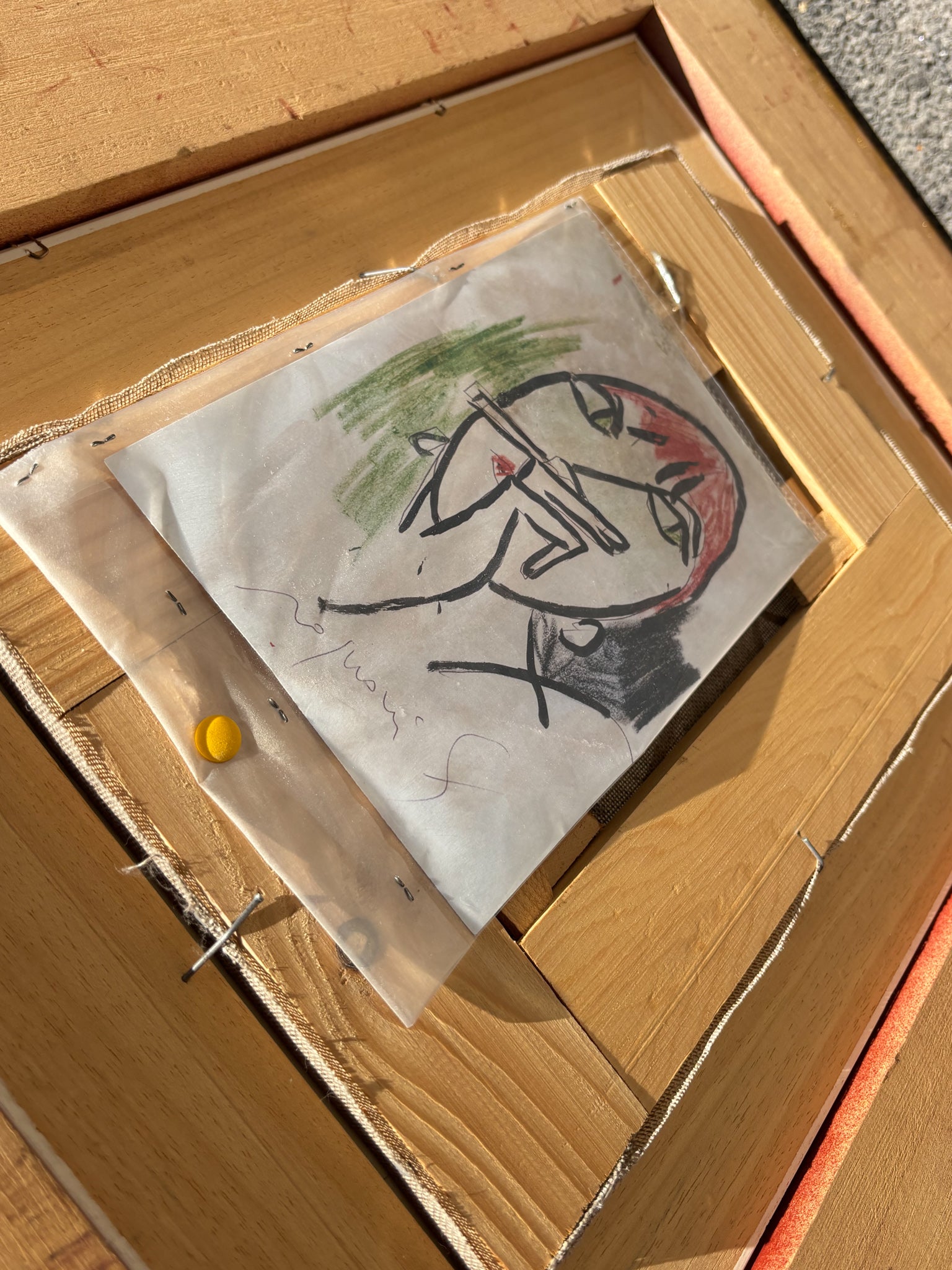 Mixed Technique Painting on Canvas Paper by Franco Rognoni 70s