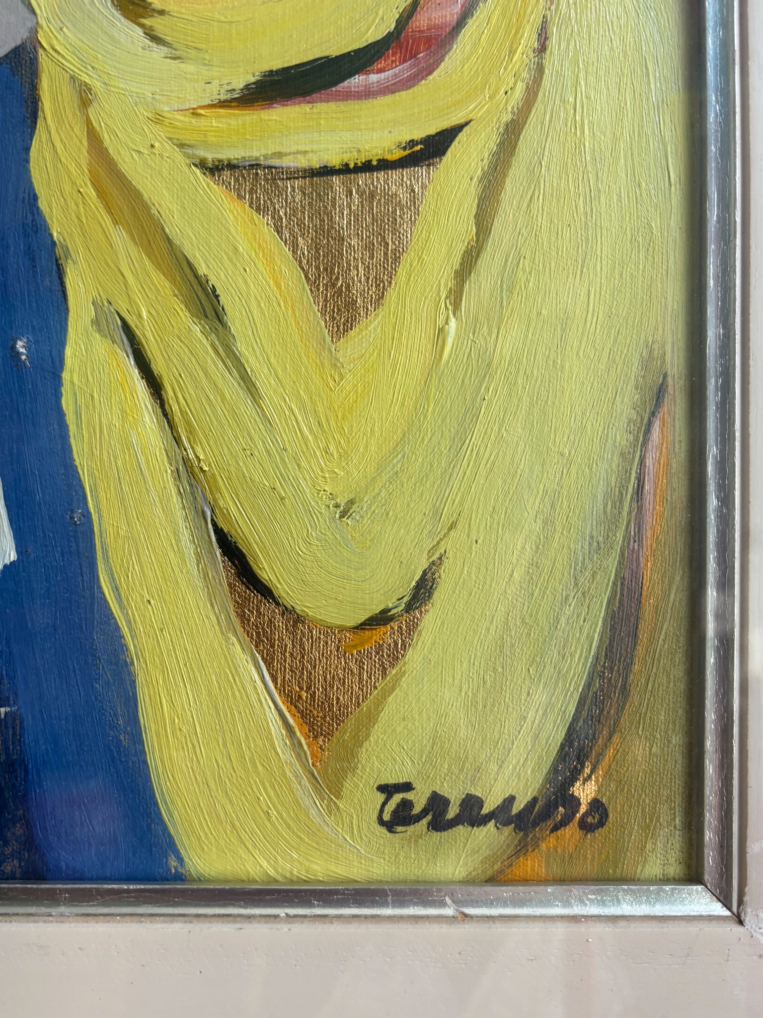 Dipinto Olio su Tela 'La Processione' di Saverio Terruso Anni 70