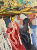 Oil Painting on Canvas 'The Procession' by Saverio Terruso 70s