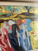 Oil Painting on Canvas 'The Procession' by Saverio Terruso 70s
