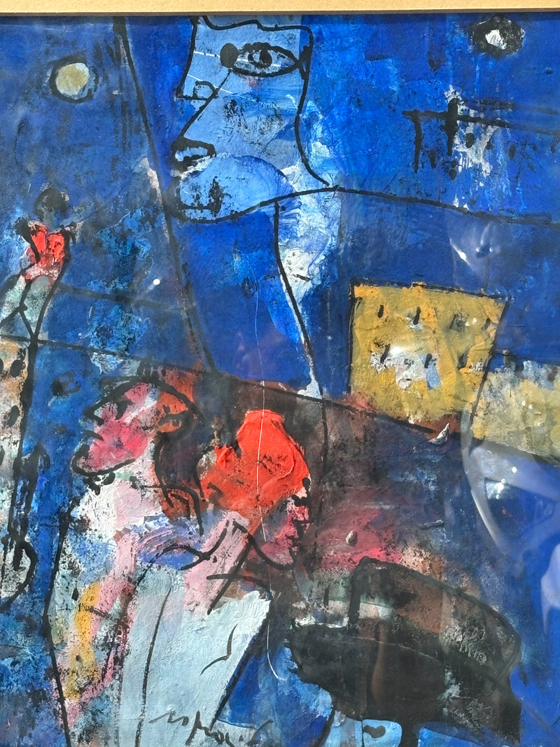 Dipinto Olio su Carta di Franco Rognoni Anni 70