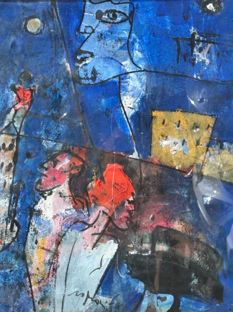 Dipinto Olio su Carta di Franco Rognoni Anni 70